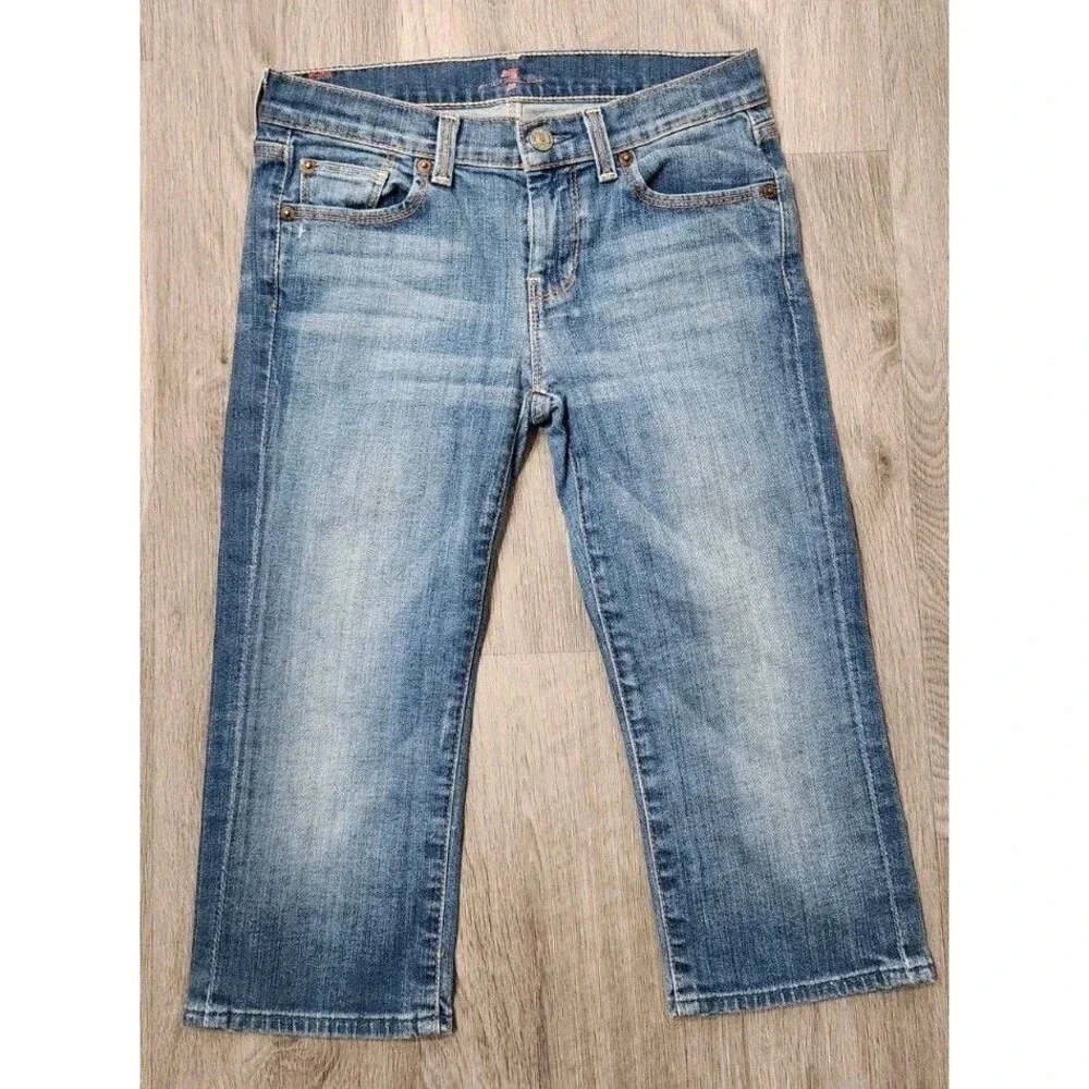 7 For All Mankind Jeans Girl 12 Youth Crop Mid Rise Stretch Denim Y2K